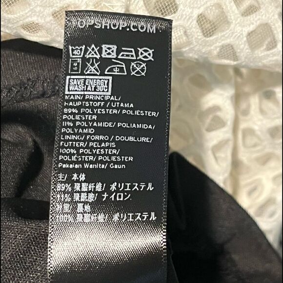 TopShop Black Slip Dress with White Mesh Overlay Size 6 - Picture 12 of 12